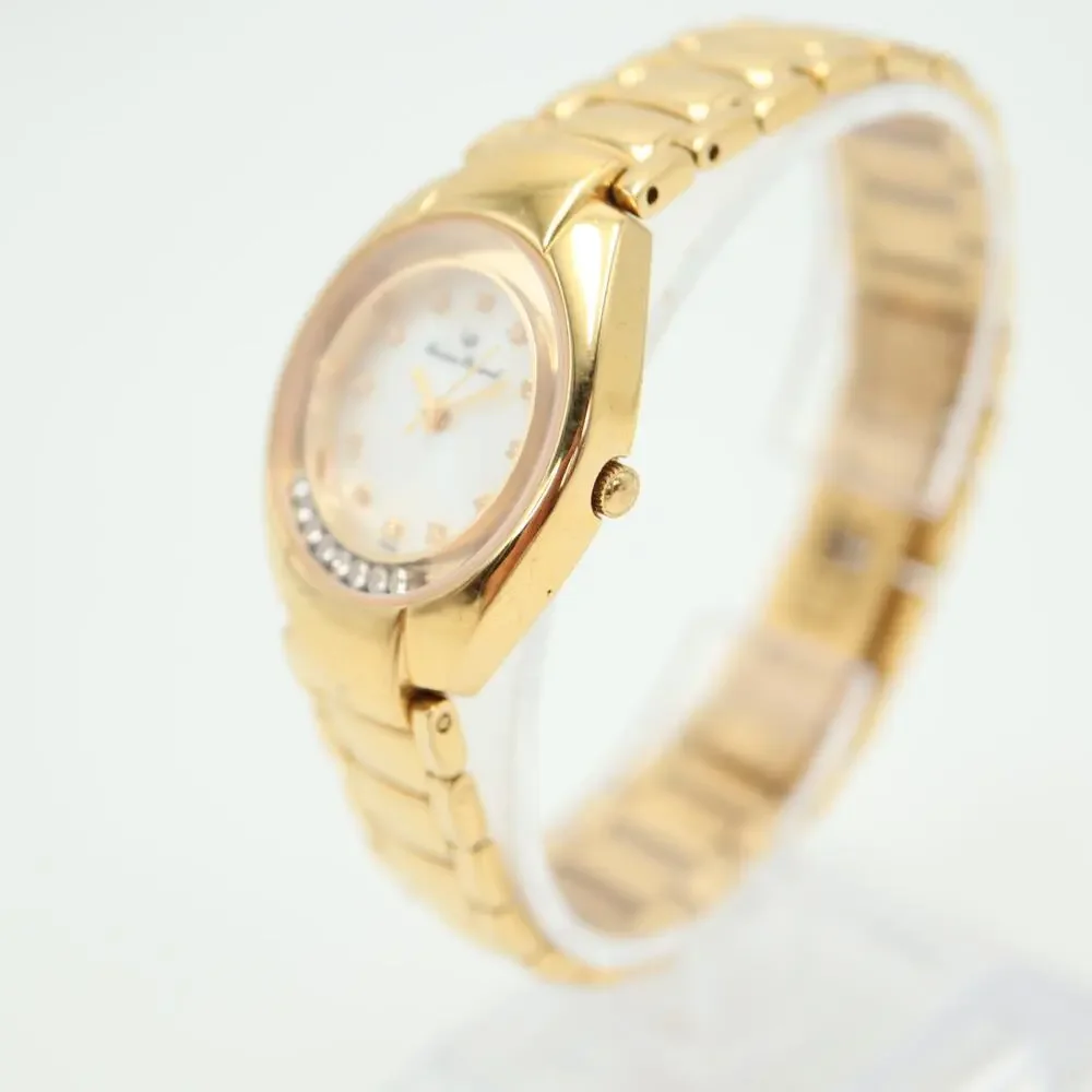 Lucien Piccard Gold Tone Womens Watch 26mm Swiss Sapphire Crystal Float Diamonds